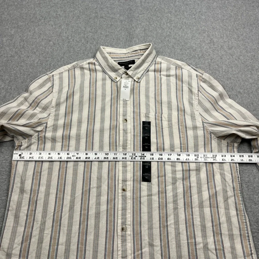 NEW Banana Republic Oxford Shirt Mens XL Striped Slim Untucked Fit Button Up